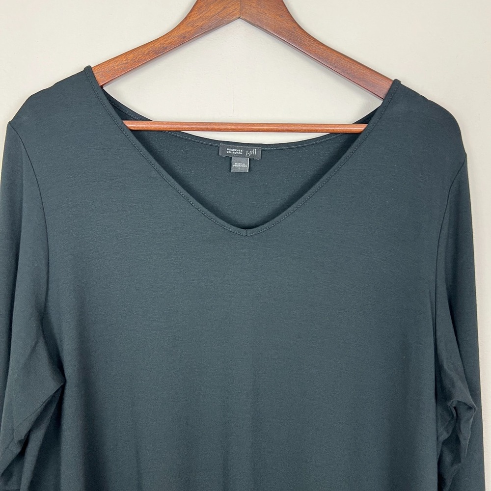 J.Jill Wearever Collection Dress Womens Large Black Shift V-Neck Long Sleeve L - Picture 4 of 10